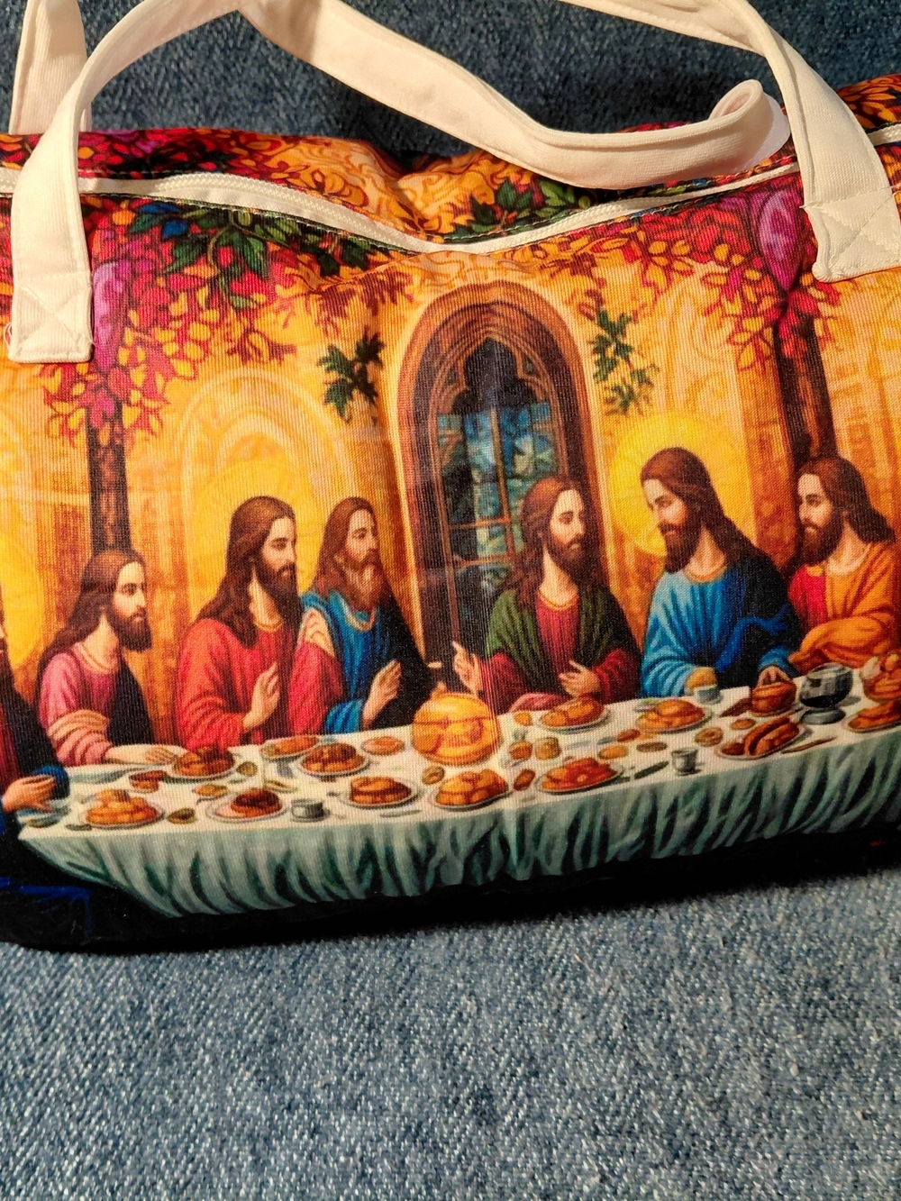 Last Supper Canvas Tote Bag in Vibrant Multicolor